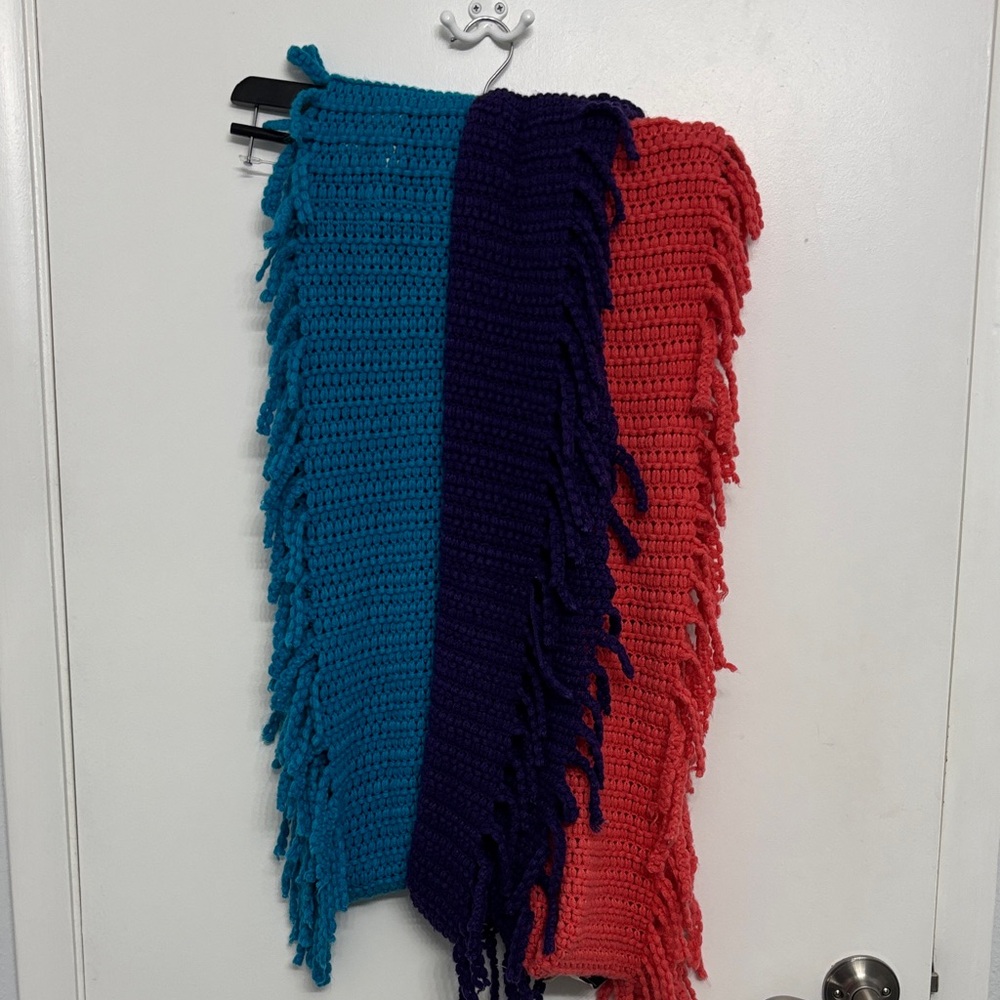 Madison Purple Blue and Orange Knit Scarf